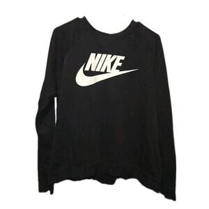 NIKE WOMEN'S RALLY CREW NECK SWEATSHIRT BLACK SIZE MEDIUM 938080-010 🔥 LOGO